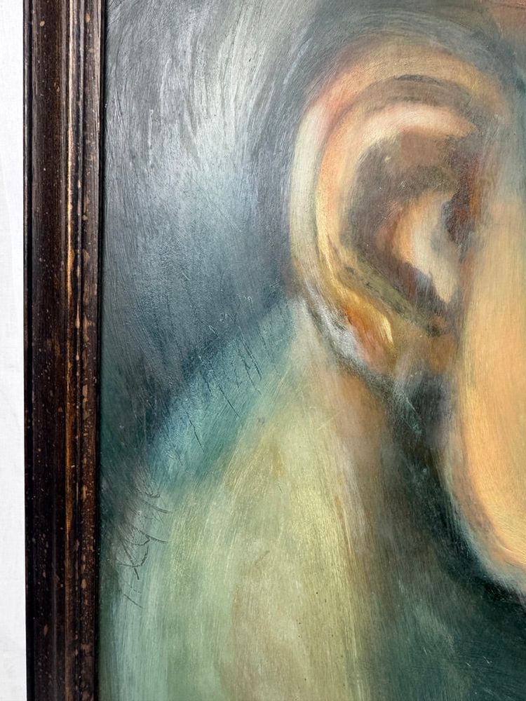 Öl auf Karton – Stilisierte Art-Déco-Studie nach dem Adam aus der Sixtinischen Kapelle – 60 x 80 cm