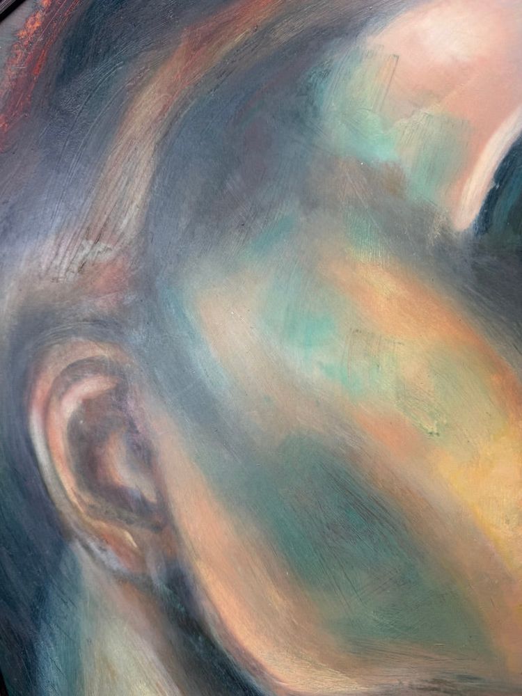 Öl auf Karton – Stilisierte Art-Déco-Studie nach dem Adam aus der Sixtinischen Kapelle – 60 x 80 cm