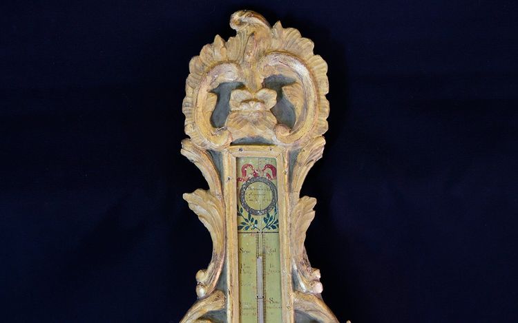 Baromètre Louis XV Bois doré et bois polychrome