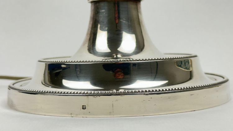 Large silver-plated bronze lamp base, large candleholder