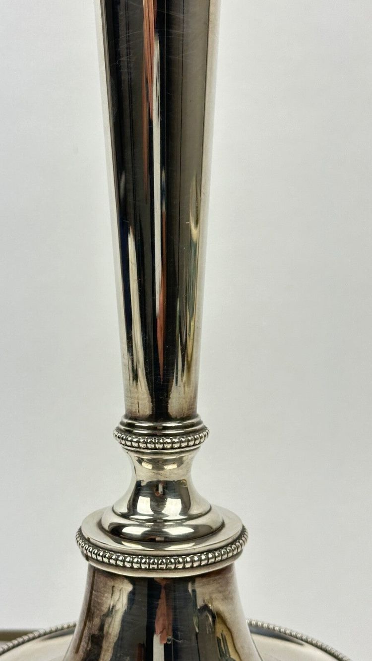 Large silver-plated bronze lamp base, large candleholder