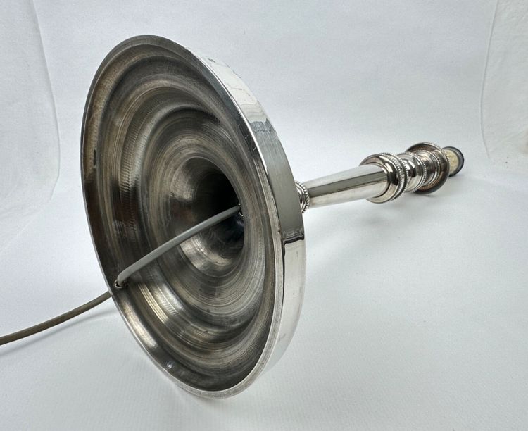 Large silver-plated bronze lamp base, large candleholder
