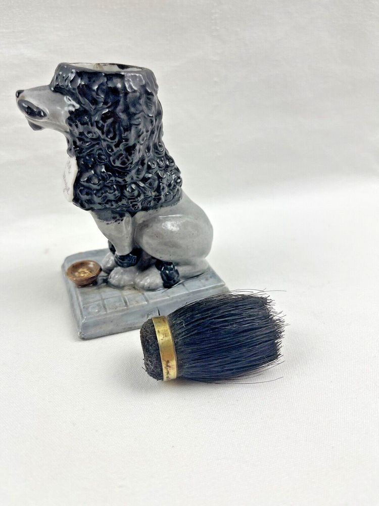 Porcelain pen holder, dog figurine