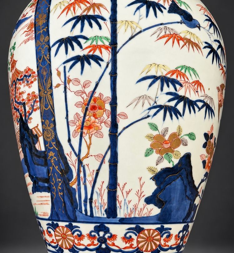Exceptionnelle et monumentale potiche couverte japonaise en porcelaine d’Arita à décor Imari XVIII è