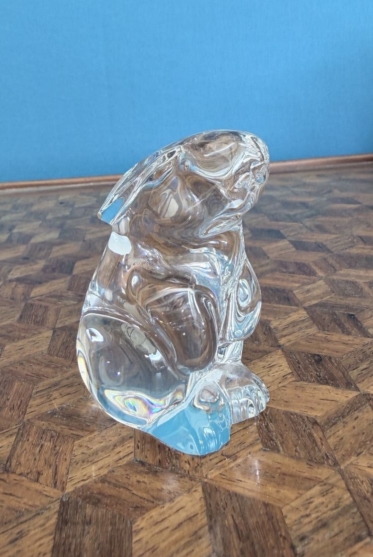 Baccarat – Clear Crystal Seated Rabbit, signed by Baccarat