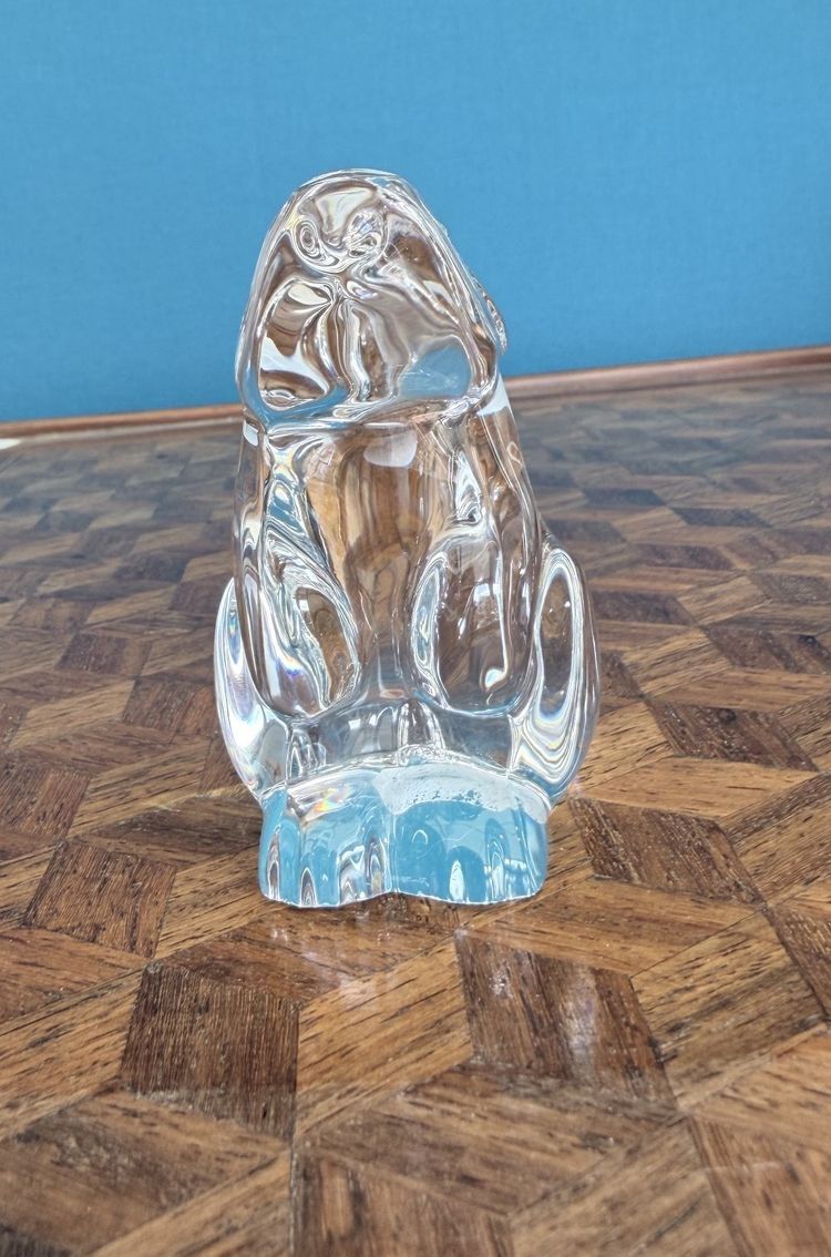 Baccarat – Clear Crystal Seated Rabbit, signed by Baccarat