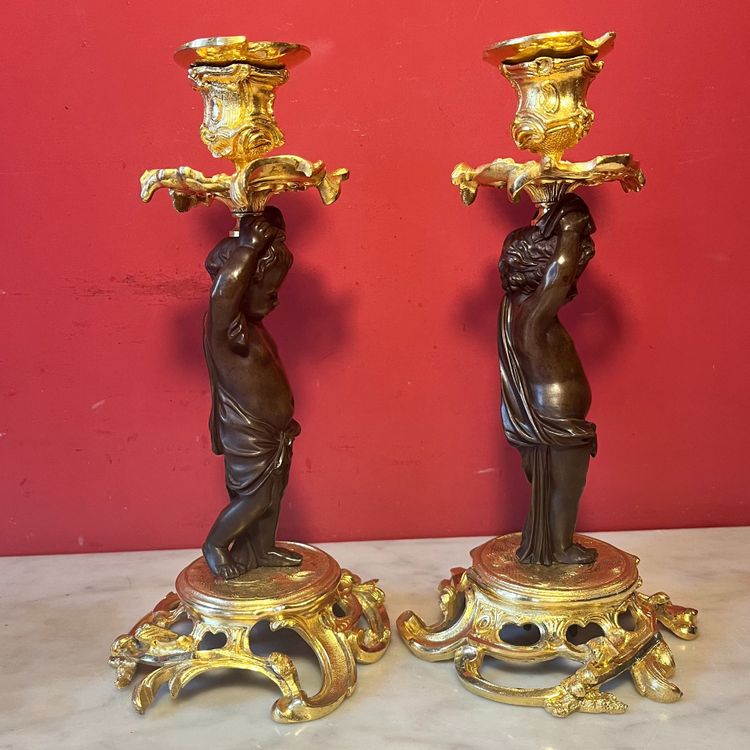 Bougeoirs aux putti, époque Napoléon III
