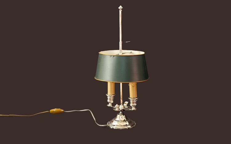 Silberfarbene Wärmflaschenlampe, 19. Jahrhundert 