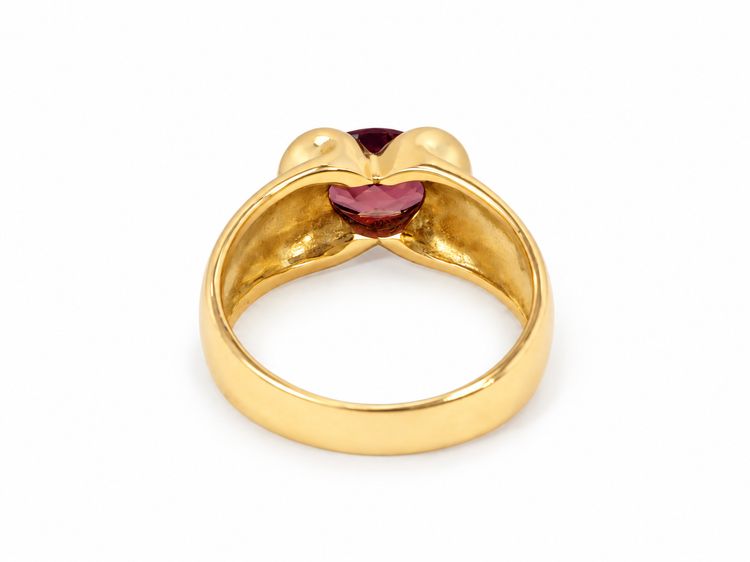 Vintage 18K Gold Rhodolite Garnet Bangle Ring