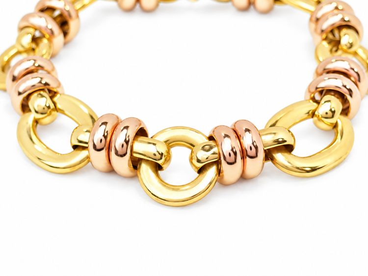 Bracciale vintage in oro giallo e rosa 18 carati – Maglie ovali – 26,38 g