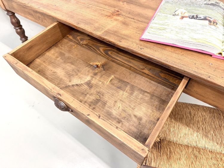 4-meter farmhouse table made of solid pine, circa 1900