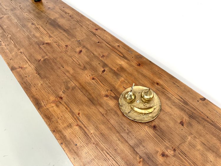 4-meter farmhouse table made of solid pine, circa 1900