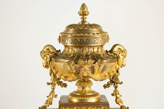 Bronze Fireplace Trim Decorated With Rams Heads. Napoleon III Period