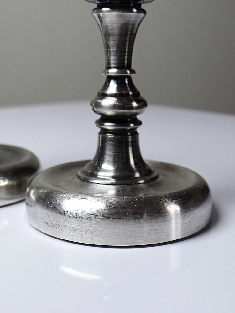 Pair of small antique silver-plated candlesticks, Georgian style