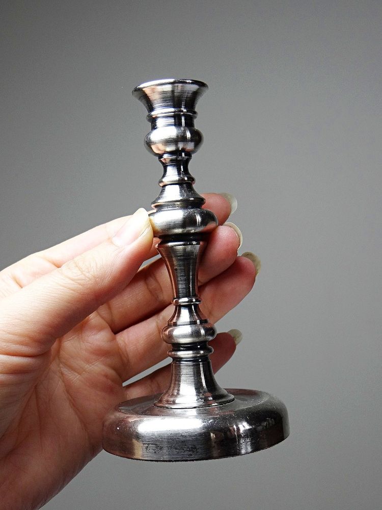 Pair of small antique silver-plated candlesticks, Georgian style