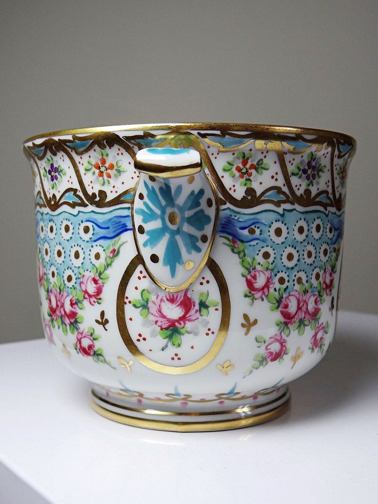 Vaso da fiori d'epoca in porcellana di Limoges dipinto a mano, M. Carpezat, 1900-1930