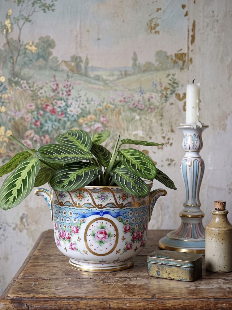 Vaso da fiori d'epoca in porcellana di Limoges dipinto a mano, M. Carpezat, 1900-1930