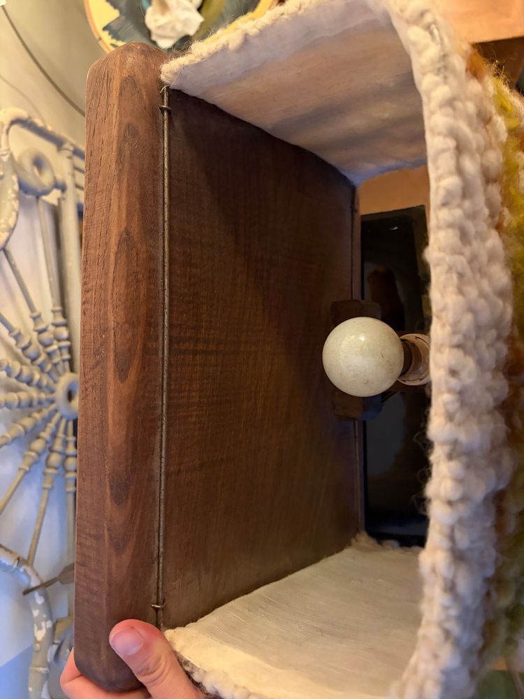 1960s wool wall sconce.