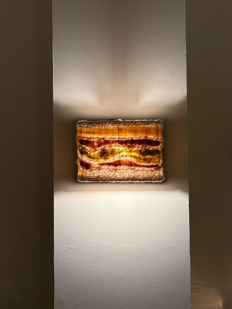 1960s wool wall sconce.