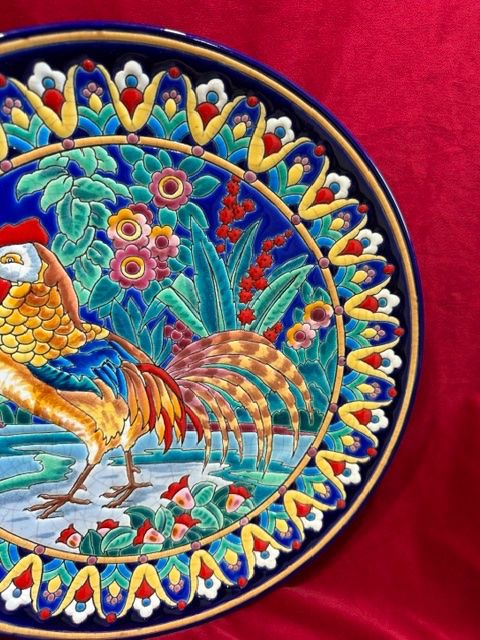 LONGWY ENAMEL PLATE, "ROOSTER" MODEL