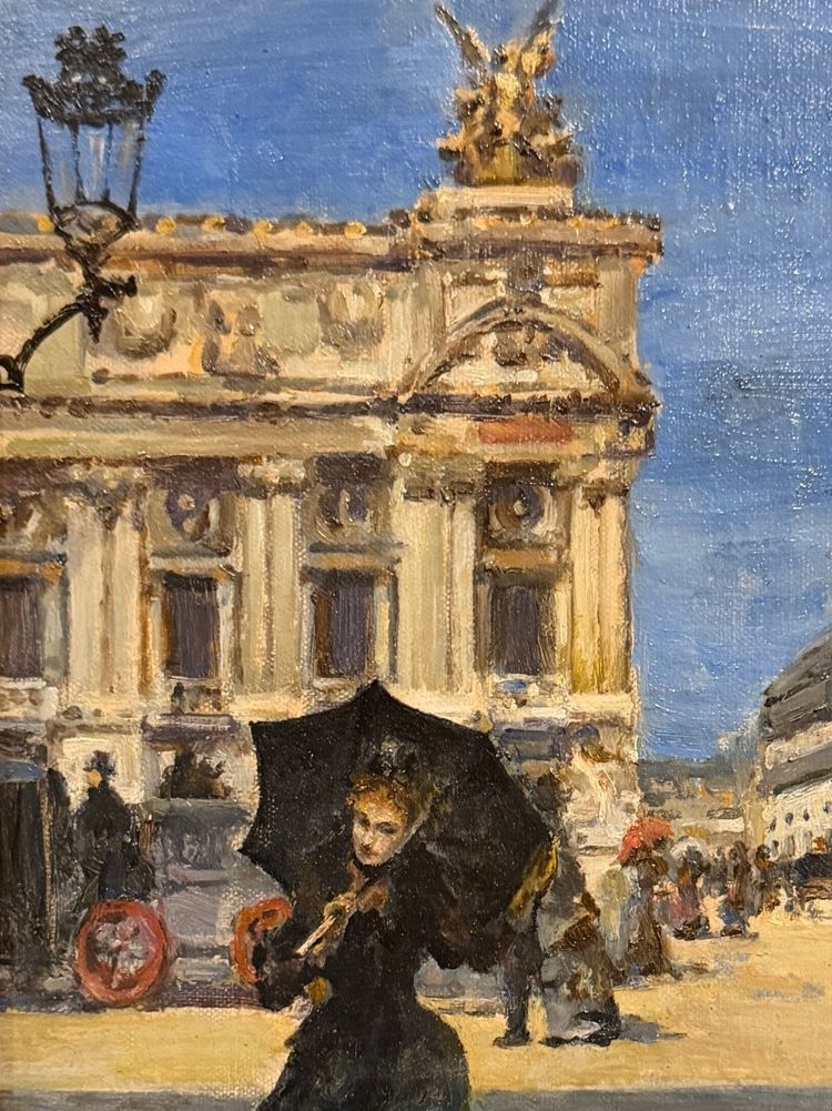 Amedée Buffet (1869-1933) - Parigi, una donna elegante davanti all'Opera, 1900 circa