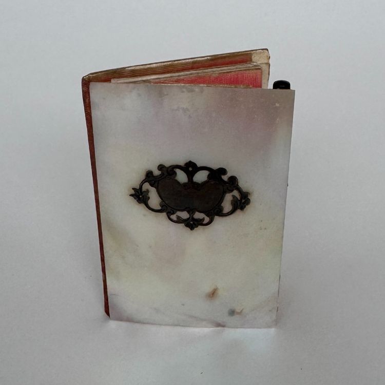 Carnet de bal en nacre XIXe ornementé d'une petite frise en argent