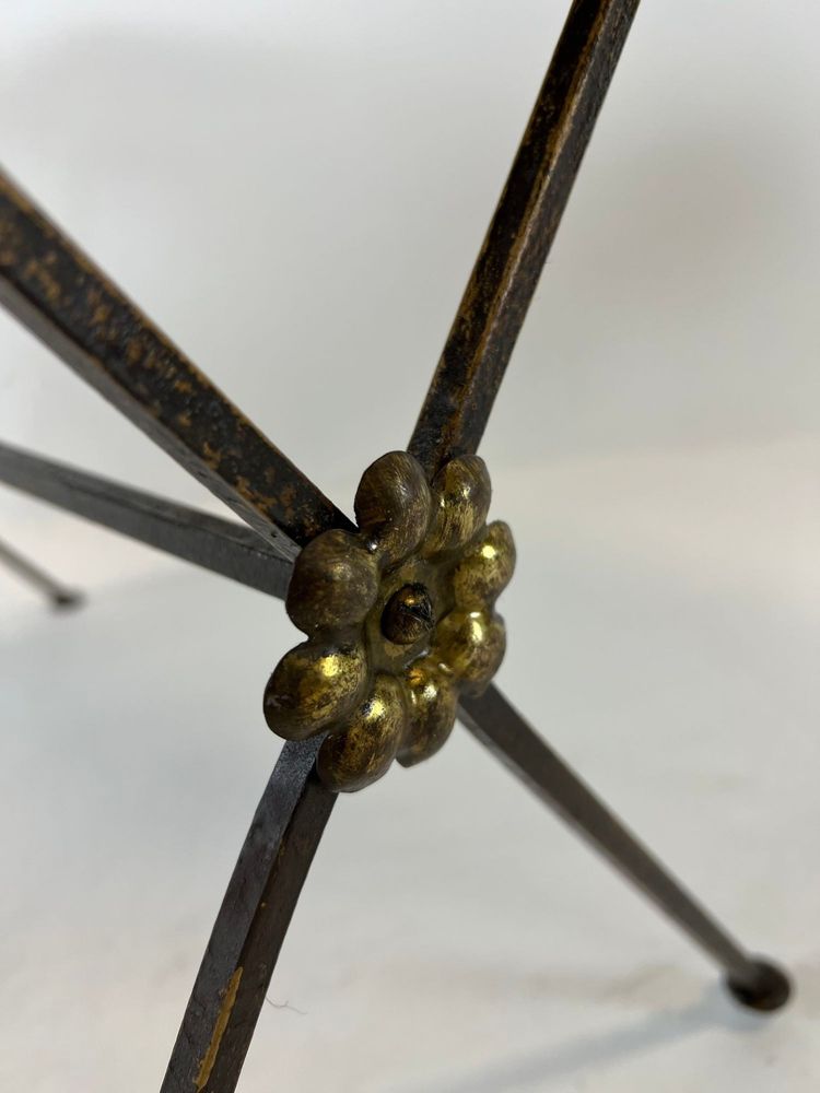 Modernist nesting tables made of metal and black glass, 1950s