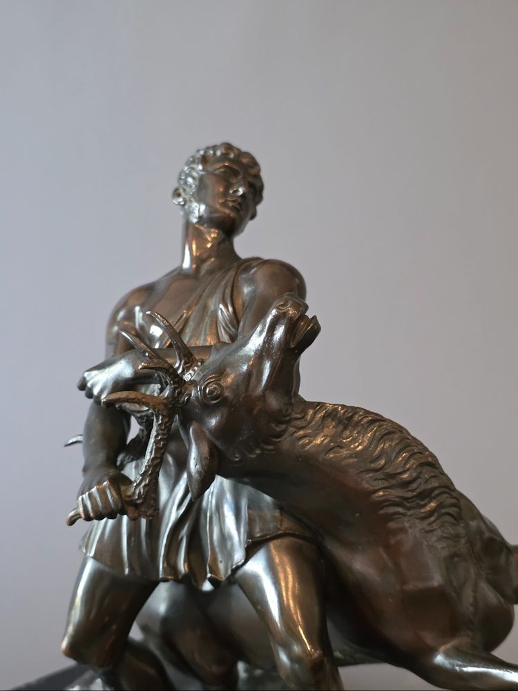 Ercole e la cerva di Cerinia, raro bronzo del XIX secolo. 