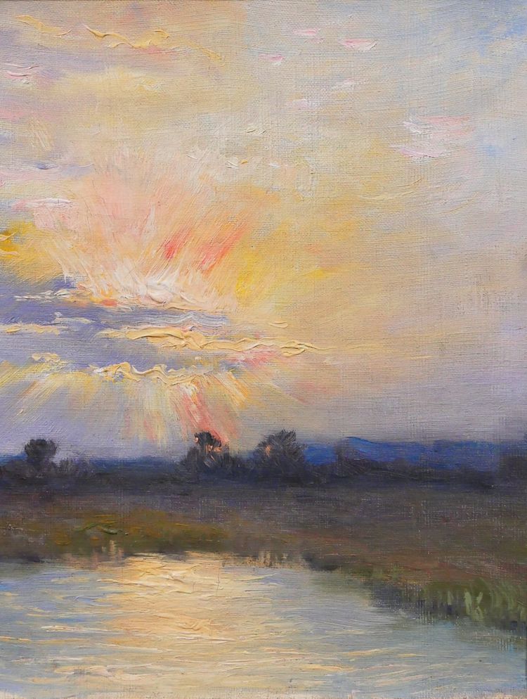 Valéry Müller 1873–1917 Landscape at Sunrise, painting, ca. 1900, Impressionism, sky
