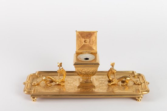 Gilded Bronze Inkwell with Chimeras, Napoleon III period