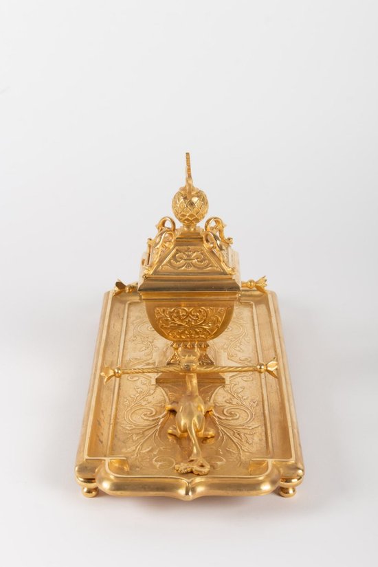 Gilded Bronze Inkwell with Chimeras, Napoleon III period