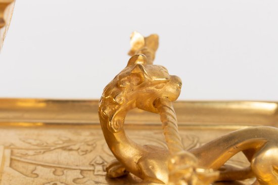 Gilded Bronze Inkwell with Chimeras, Napoleon III period