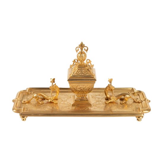 Gilded Bronze Inkwell with Chimeras, Napoleon III period