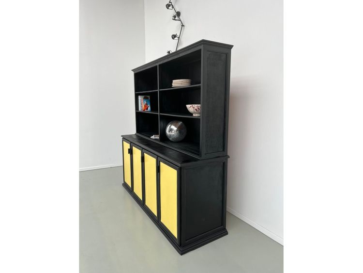 Grande credenza a due corpi, vecchio mobile scolastico, anni '50