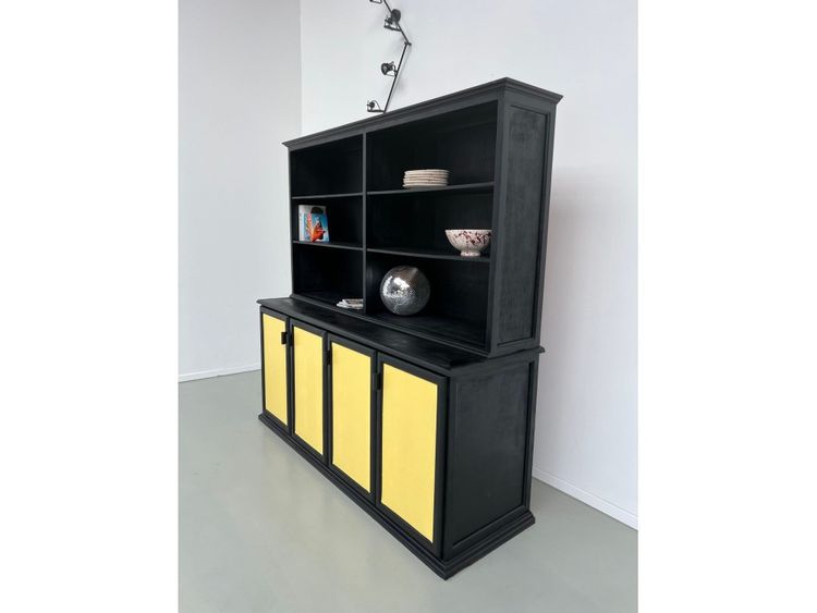 Grande credenza a due corpi, vecchio mobile scolastico, anni '50