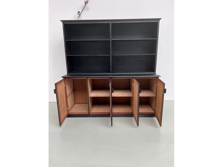 Grande credenza a due corpi, vecchio mobile scolastico, anni '50