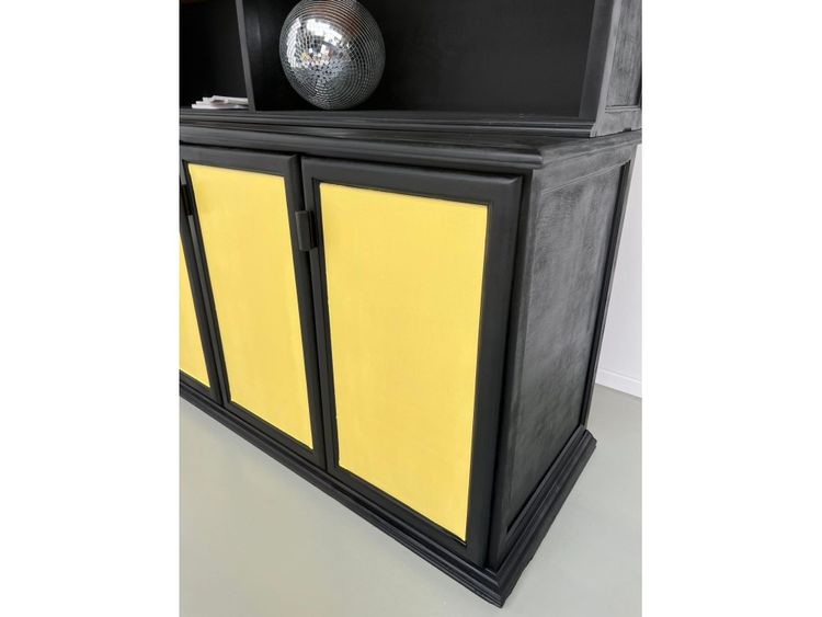 Grande credenza a due corpi, vecchio mobile scolastico, anni '50