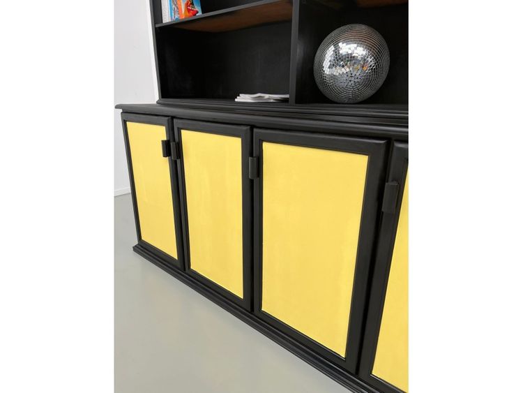 Grande credenza a due corpi, vecchio mobile scolastico, anni '50