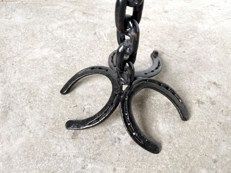 Large wrought-iron floor candlestick, folk art, circa 1900