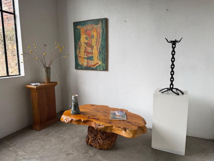 Large wrought-iron floor candlestick, folk art, circa 1900