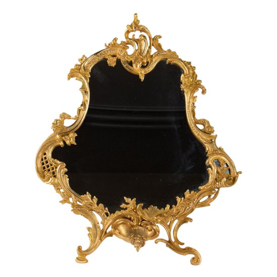 Miroir De Table En Bronze Doré Style Louis XV, époque XIX ème