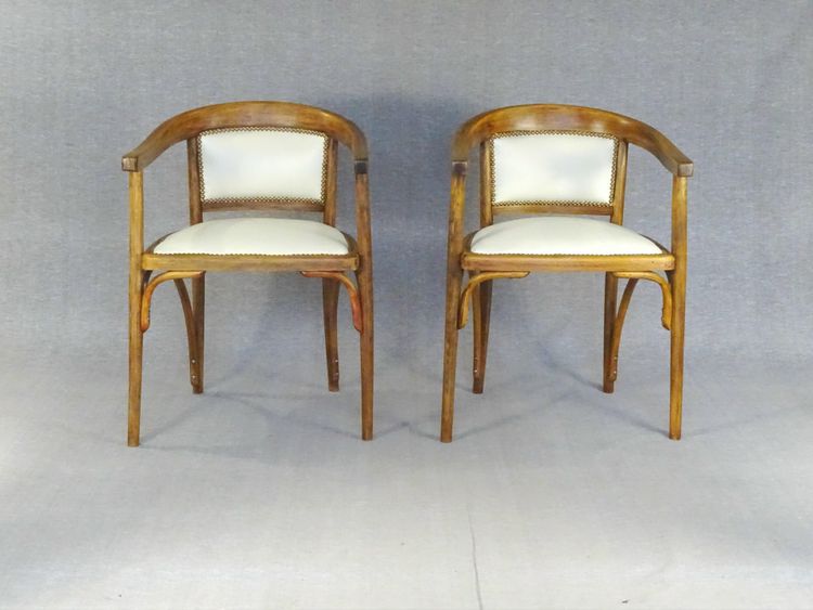 Fauteuils Fischel Art déco, vers 1925, assises "cuir" crème -prix par fauteuil-