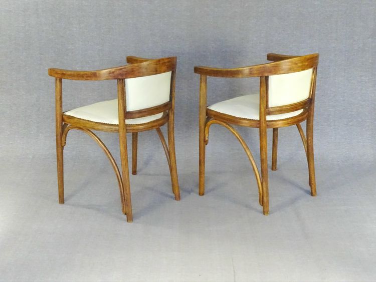 Fauteuils Fischel Art déco, vers 1925, assises "cuir" crème -prix par fauteuil-