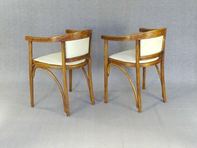 Fauteuils Fischel Art déco, vers 1925, assises "cuir" crème -prix par fauteuil-