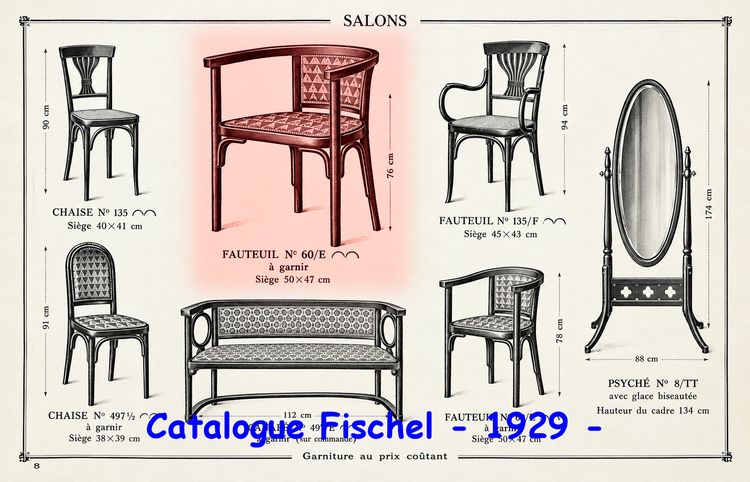 Fauteuils Fischel Art déco, vers 1925, assises "cuir" crème -prix par fauteuil-