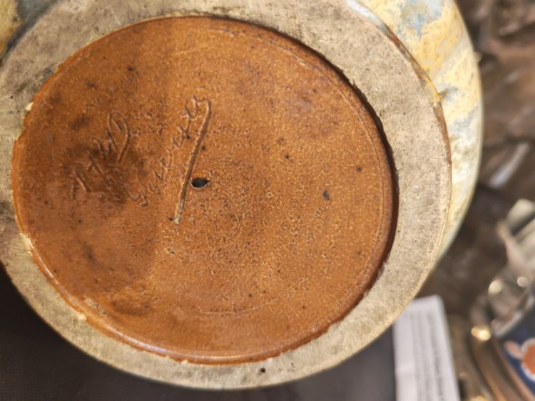 Important vase en  Grès émaillé à coulures nuancées signé Roger Guérin Bouffioux XXeme