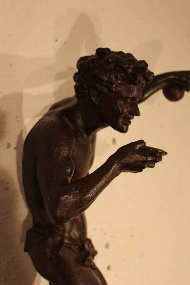 19th-century cast-iron statue of Bacchus