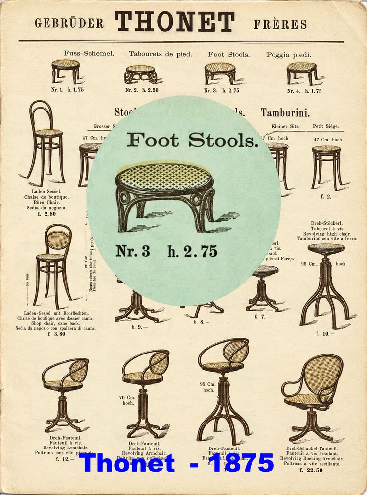 THONET footstool, Fußschemel No. 3, circa 1900, in its original condition.