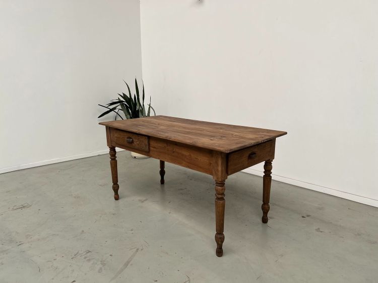 Solid pine farmhouse work table, 1950s