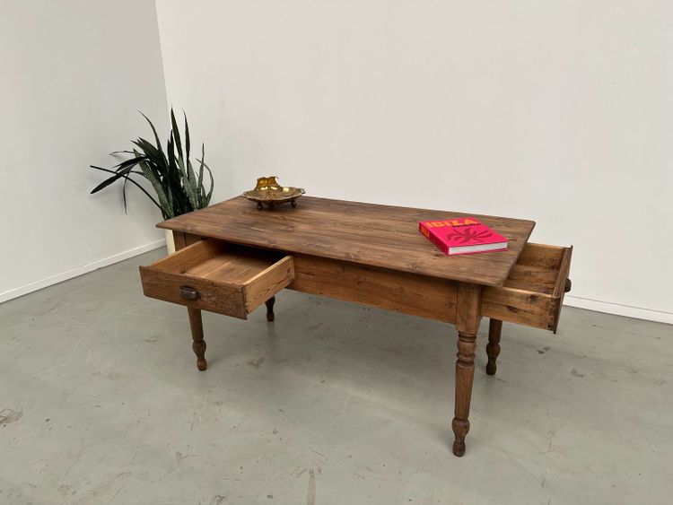 Solid pine farmhouse work table, 1950s